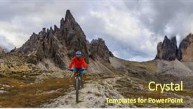  Presentation with biking - Slide deck with mountain biking in the dolomites background and a tawny brown colored foreground