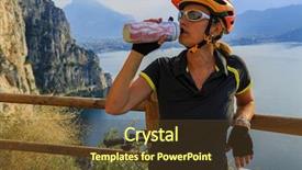  Presentation with water cycle - Slide set consisting of mountain biking woman drinking water background and a tawny brown colored foreground