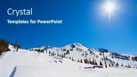  Presentation with blue mountain - Presentation design with mountain blue sky day at ski resort background and a dark gray colored foreground