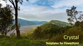  Presentation with java island - Beautiful presentation featuring mountain-bromo-volcano-on-island backdrop and a tawny brown colored foreground
