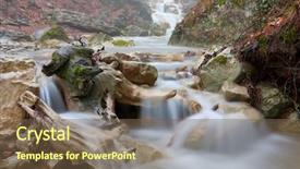  Presentation with foggy forest - Slide deck enhanced with mountain brook in foggy forest background and a violet colored foreground