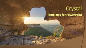 Presentation with cave - Presentation theme featuring mountain-cave-landscape-composition background and a tawny brown colored foreground