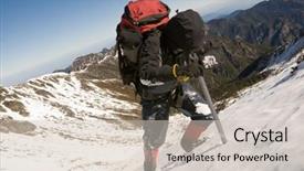  Presentation with ice mountain - Amazing presentation theme having mountain climber with ice axe backdrop and a soft green colored foreground