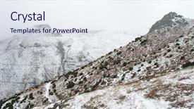  Presentation with mountain climbing - PPT theme featuring one figure out in the white snow background and a light gray colored foreground