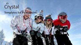  Presentation with muslim teenagers - Presentation design consisting of mountain club - group of teenagers skiing background and a light blue colored foreground