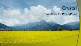  Presentation with green earth - PPT theme with mountain club - splendid green golf course background and a light blue colored foreground