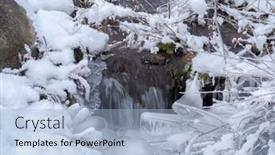  Presentation with mountain water - Theme featuring mountain-creek-water-stream-flowing background and a light blue colored foreground