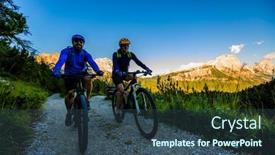  Presentation with cycling - Theme having mountain-cycling-couple-with-bikes and a ocean colored foreground