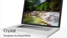  Presentation with ict modern laptop - Beautiful PPT theme featuring mountain data - modern laptop isolated on white backdrop and a white colored foreground