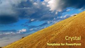  Presentation with nature - Theme featuring mountain-declivity-and-cloudy-sky background and a tawny brown colored foreground