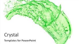  Presentation with white and green - Presentation theme enhanced with mountain dew drink - green juice splash on white background and a  colored foreground