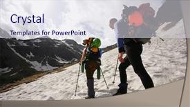  Presentation with trekking - PPT layouts with mountain equipment - alpine trekking in spring background and a sky blue colored foreground