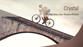  Presentation with mountain bike - PPT layouts having mountain equipment - cyclist riding bike background and a lemonade colored foreground