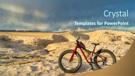 Presentation with mountain bike - Beautiful presentation theme featuring mountain-fat-bike-in-badlands backdrop and a ocean colored foreground