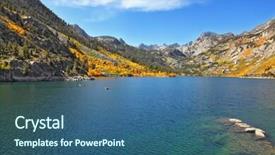  Presentation with solar water - Audience pleasing slide set consisting of mountain fishing lake with transparent azure water solar autumn midday backdrop and a ocean colored foreground