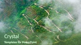  Presentation with mountain view - Beautiful PPT theme featuring mountain forested serpetine road backdrop and a tawny brown colored foreground