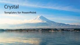  Presentation with mountain lake - Audience pleasing slides consisting of mountain fuji and lake kawaguchi backdrop and a light blue colored foreground