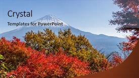  Presentation with mountain water - Theme featuring mountain fuji and maple background and a light blue colored foreground