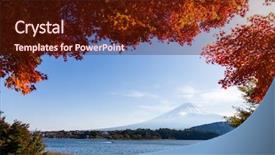  Presentation with mountain water - Cool new PPT theme with mountain fuji and maple backdrop and a wine colored foreground