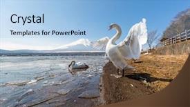  Presentation with mount fuji - Cool new PPT theme with mountain fuji fujisan from yamanaka backdrop and a light blue colored foreground