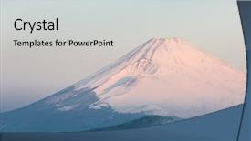  Presentation with mountain lake - Beautiful presentation theme featuring mountain fuji in winter sunrise backdrop and a light gray colored foreground