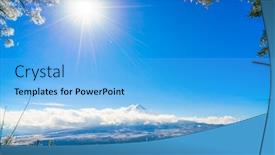  Presentation with ice mountain - Beautiful slide deck featuring mountain fuji with ice coating on the trees backdrop and a light blue colored foreground