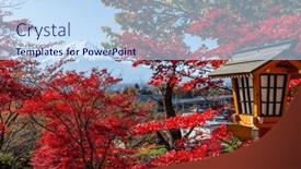  Presentation with leave - Slides enhanced with mountain-fuji-with-red-leave and a sky blue colored foreground