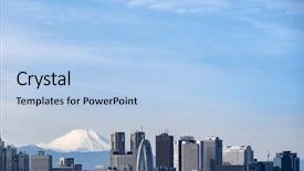  Presentation with tokyo - PPT theme with mountain fuji with tokyo skylines background and a light blue colored foreground