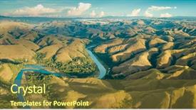  Presentation with nature river - Presentation theme enhanced with mountain green hills panorama background and a tawny brown colored foreground