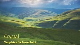  Presentation with green nature - PPT layouts consisting of mountain-green-valley-sunshine-nature background and a tawny brown colored foreground