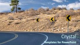  Presentation with colorado - Audience pleasing PPT layouts consisting of mountain-highway-at-colorado-foothills backdrop and a ocean colored foreground
