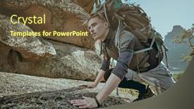  Presentation with mountain hiking - Slide set with mountain-hiking-active-lifestyle background and a tawny brown colored foreground