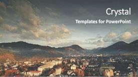  Presentation with eco friendly environment - Presentation featuring mountain homestead cottage town village background and a gray colored foreground