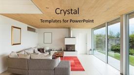  Presentation with house model software - Slides with mountain house modern architecture interior background and a  colored foreground