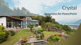  Presentation with architecture - Audience pleasing theme consisting of mountain house modern architecture outdoor backdrop and a  colored foreground