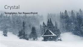  Presentation with hut - PPT theme with mountain-hut-during-a-snowstorm background and a light gray colored foreground
