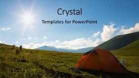  Presentation with blue mountain - Amazing PPT theme having mountain in caucasus under blue sky backdrop and a light blue colored foreground