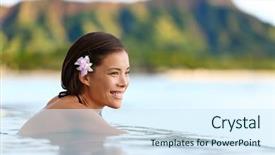  Presentation with relaxing - Amazing theme having mountain in waikiki beach honolulu backdrop and a sky blue colored foreground