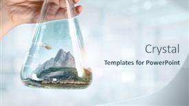  Presentation with bottle - Slide set consisting of mountain-inside-a-glass-bottle background and a sky blue colored foreground