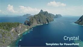  Presentation with sea weather - Amazing PPT layouts having mountain-islet-at-tropic-sea backdrop and a ocean colored foreground