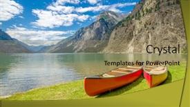  Presentation with vancouver - Cool new PPT layouts with mountain lake and boats seton backdrop and a coral colored foreground
