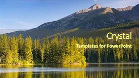  Presentation with pine forest - PPT theme having mountain lake and pine forest background and a  colored foreground