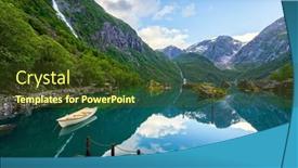  Presentation with mountain water - PPT theme consisting of mountain-lake-bondhuswatnet-the-boat background and a tawny brown colored foreground