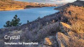  Presentation with boating - PPT theme featuring mountain-lake-in-at-colorado background and a dark gray colored foreground