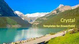  Presentation with mountain lake - Audience pleasing PPT theme consisting of mountain lake in canada louise backdrop and a  colored foreground