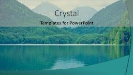  Presentation with mountain lake - Presentation consisting of mountain-lake-in-foggy-day background and a soft green colored foreground