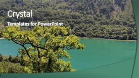  Presentation with clean water - PPT theme consisting of mountain lake in forest background and a tawny brown colored foreground