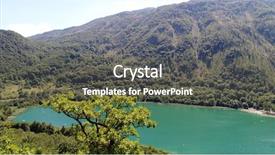  Presentation with clean water - Theme consisting of mountain lake in forest background and a dark gray colored foreground