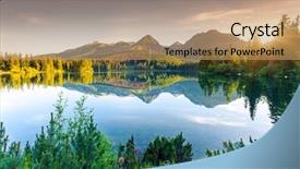  Presentation with mountain lake - Audience pleasing slide deck consisting of mountain lake in national park backdrop and a coral colored foreground