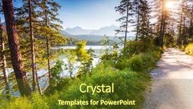  Presentation with mountain lake - PPT layouts featuring mountain lake in national park background and a tawny brown colored foreground